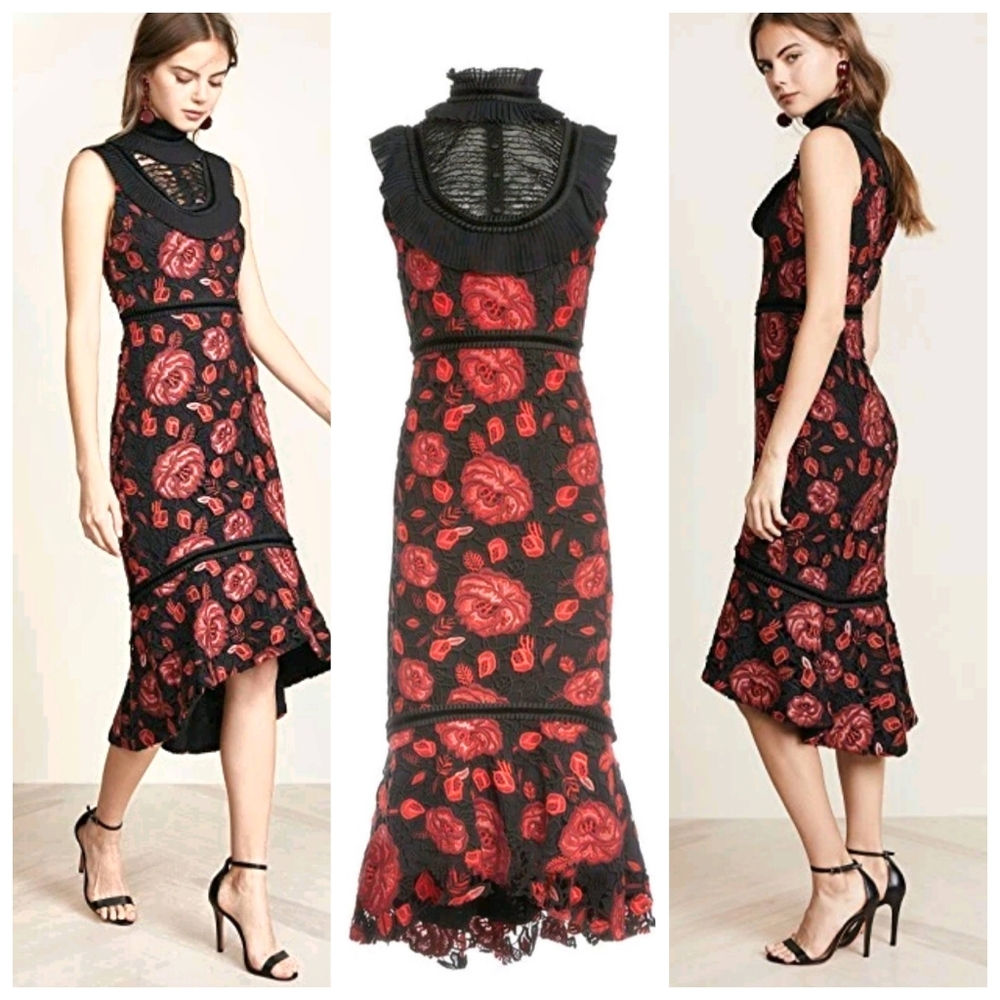 The Alice + Olivia Evelina Lace Rose Mermaid Dress Size 6 - Picture 10 of 16
